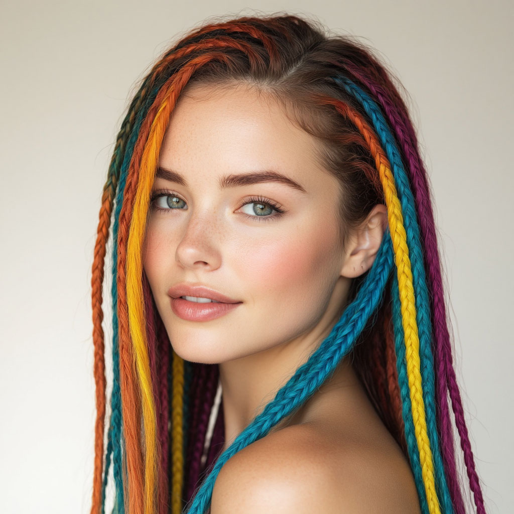 Цветные афрокосички - пример плетения в Казани